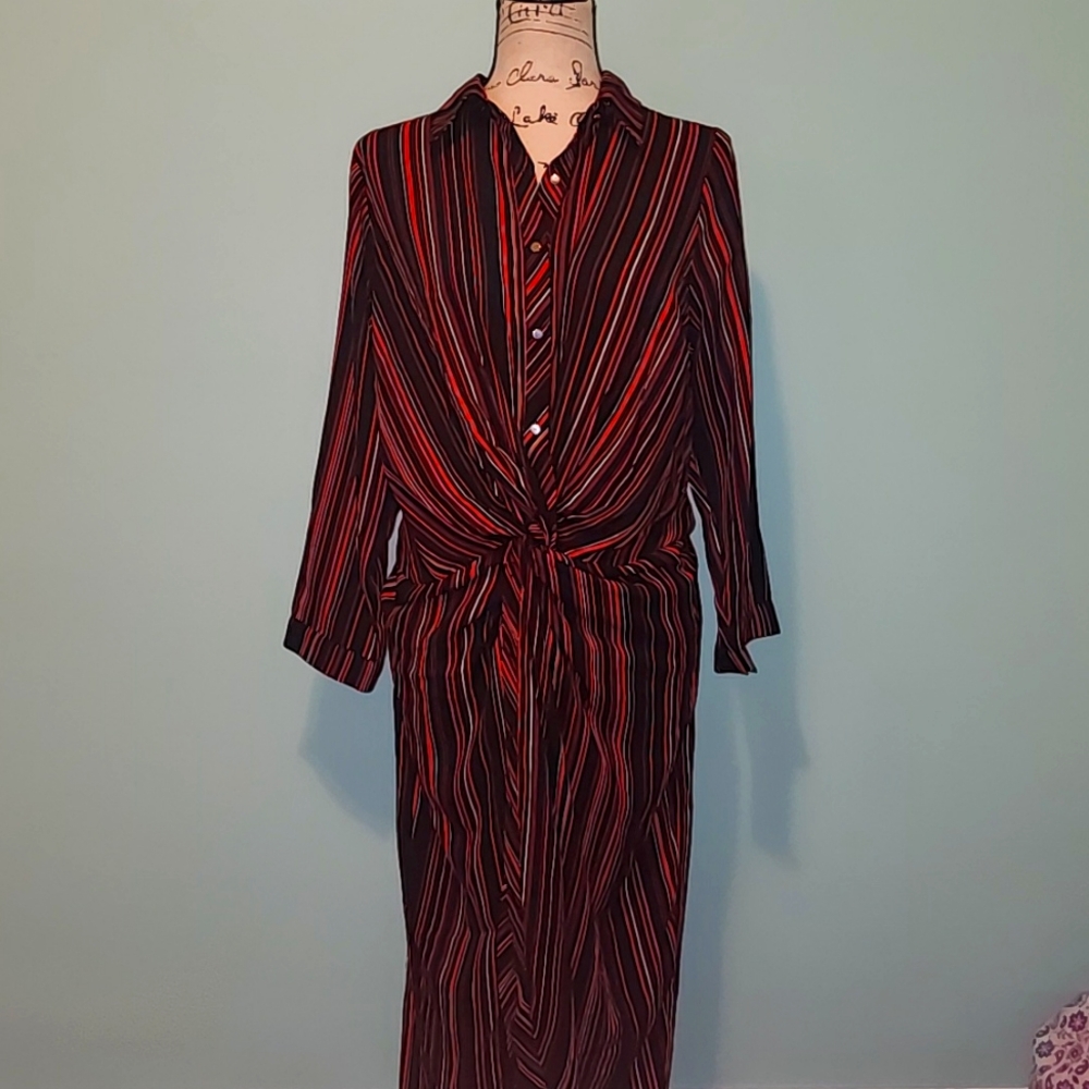 City Chic button-up amber strip long sleeve dress 16 - Picture 4 of 5